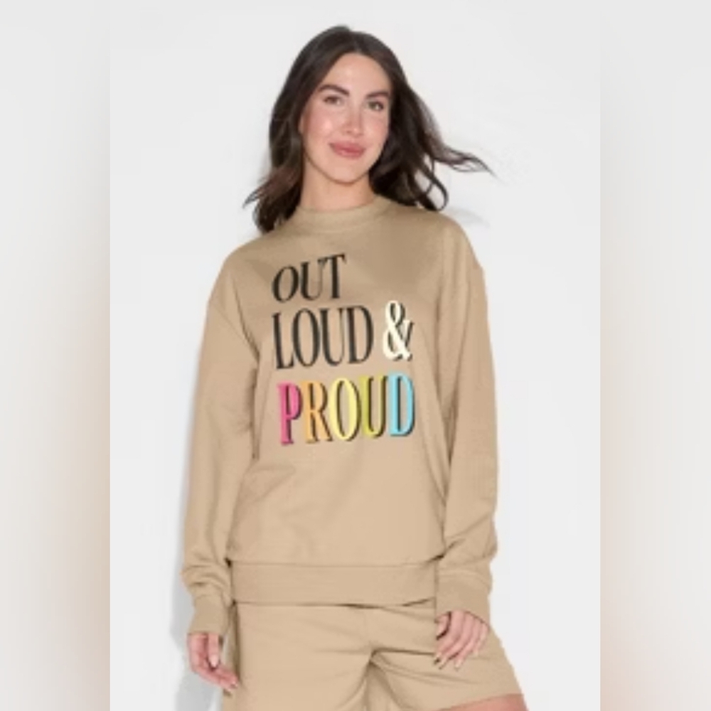 🆕Pride 2025 "OUT LOUD & PROUD" Beige Sweatshirt Sz L